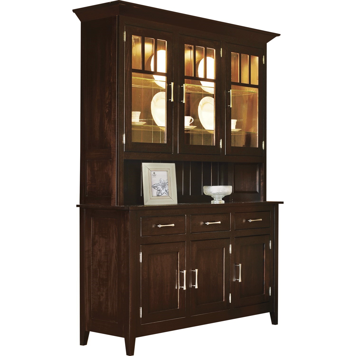 Meadow Lane Wood Larkspur 500 Contemporary Buffet with Hutch with Built